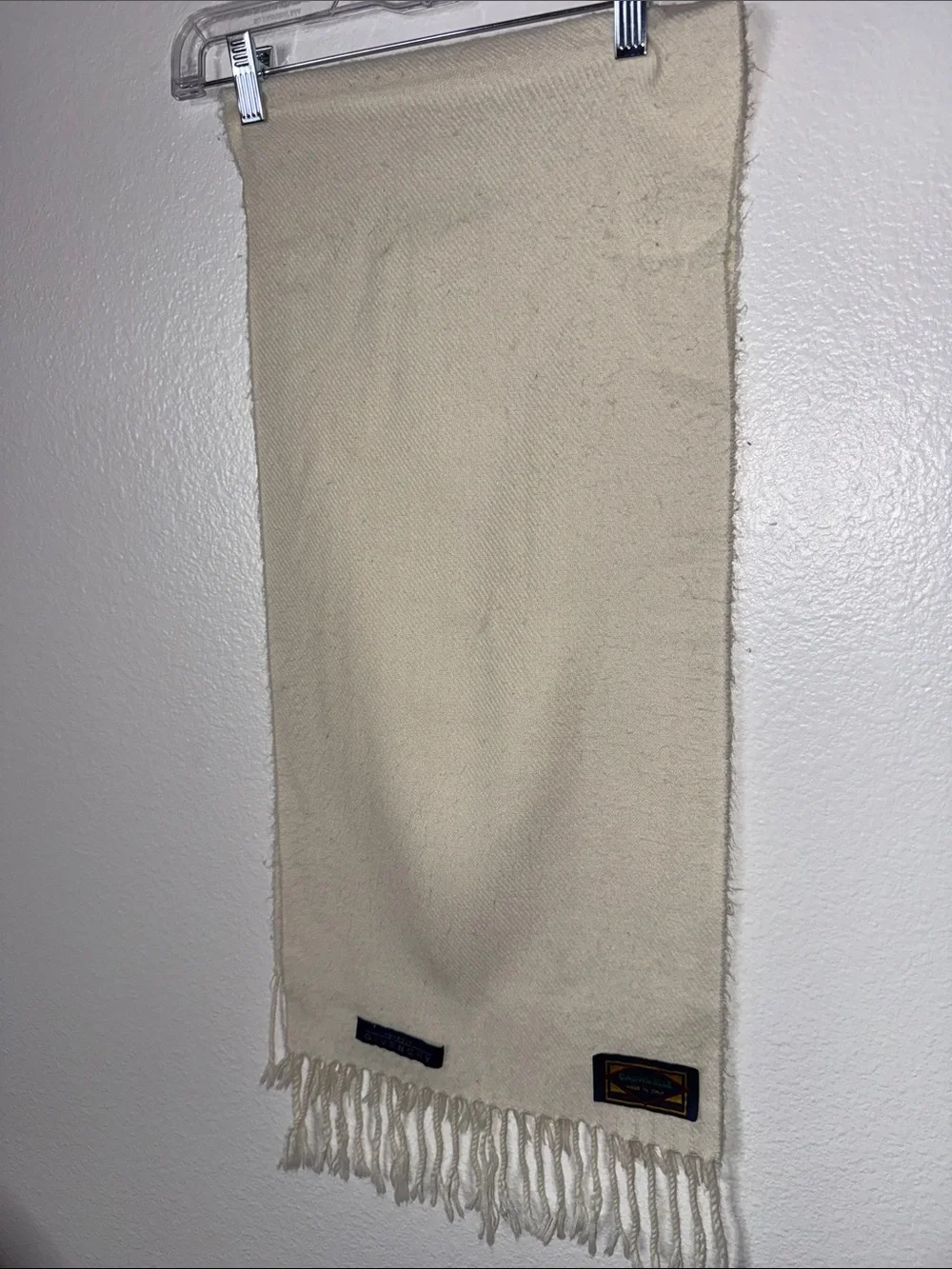 Vintage Monsieur Givenchy Ivory 100% Cashmere Scarf Made in Italy 12”x 50” Long
